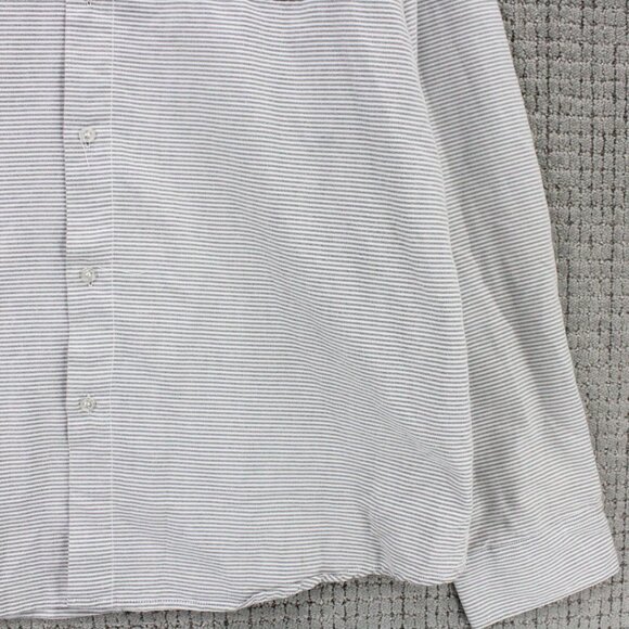 Molokai Surf Shirt Mens 2XL Gray Striped Button Down Long Sleeve Collared - Picture 4 of 7